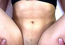 he can't resist her natural big tits bouncing as he fucks deep