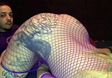 horny thick blonde pawg in fishnets sucks sloppy cock facesits rides dick masturbates with vibrator while getting pussy and ass fucked hard