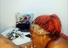 hot ebony slut sucks big cock swallows cum 💦🍆