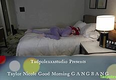 gang bangs taylor nicole's wet pussy with ass licking deepthroat riding squirting in lingerie morning orgy
