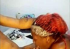 hot ebony slut sucks big cock swallows cum 💦🍆