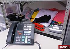 bikini model thief gets caught by guard and fucked hard in office