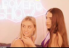 blonde and brunette sexfriend lick pussy in hot threesome