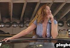 hey, wanna see curvy redhead milf melrose michaels naked in car?