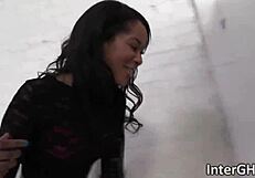 Cali Sweets Takes on a White Cock Through the Glory Hole with Expert Oral Skills.