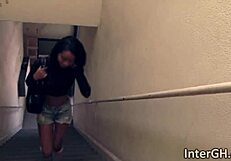 Cali Sweets Takes on a White Cock Through the Glory Hole with Expert Oral Skills.