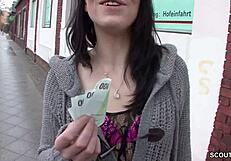 german teen seduced off street for cash fuck, facial cumshot