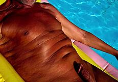 Bodybuilder's huge cock pounds naked hunk in public pool key west!