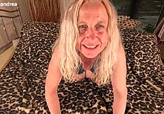 Dominatrix in sexy outfit rams mega dildo deep in her ass