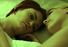Bree Daniels and Kenna James finger kiss in sensual lesbian play