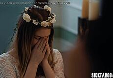 Big boobs bride Bunny Colby in wedding dress gets fingered by wet babe Alex Coal