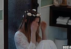 Big boobs bride Bunny Colby in wedding dress gets fingered by wet babe Alex Coal