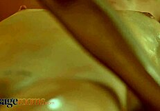 ebony brazilian luna corazon licks oiled pussy in hot massage room