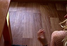 juicy ass milf in stockings masturbates with dildo while camera watches her homemade solo backstage