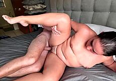 Small Tits BBW's Fat Pussy Lips Drip Creampie After Spooning Pound