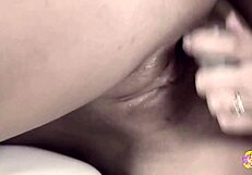 brunette babe in heels fingers tight pussy dreaming of lesbian licking and toy orgasms