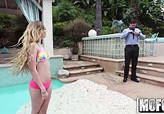 skinny girlfriend performs hidden pov blowjob underwater during amateur skinny dipping adventure