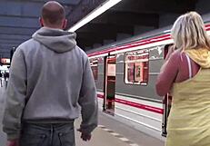 i bang big tits stella fox in public subway train threesome with two guys