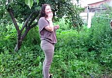 i watch milf soak her jeans pissing shaved pussy in public garden