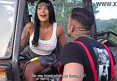 colombian tourist mariana martix bends for italian farmer luca's cock