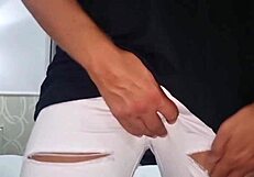 Italian Stepson's Huge Cock Fucks Bed Then Cums Hot Closeup on Phone