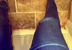 Squirting Solo in Jeans and Socks Multiple Gushing Orgasms Soak Fabric Thoroughly