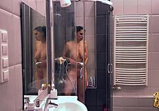 matt spies kira's skinny tits and gushing cunt shower rubdown