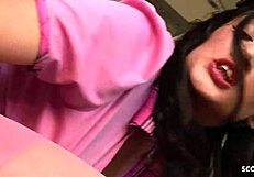 old teacher sneaks up on sleeping teen in class turning quickie into rough pounding