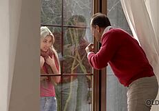 old lover shows blonde teen what real sex feels like