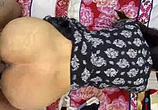 shared bed with cheating punjabi bhabhi leads to licking her hairless pussy and big ass fucking