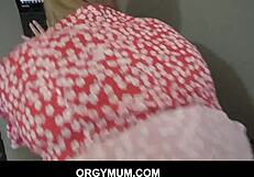 POV Doggy Creampie in Stepmom's Tight Pussy While She Works