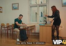 Milf principal gets horny during exam with student monster cock?