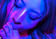 paola loves gagging on her toes barefoot in heels spitting deepthroat latina feet fetish sucking