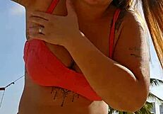 flashing my curves on the beach while filming to tease all the hungry guys