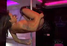 sensual pole dance in liberal bar with narrow ass
