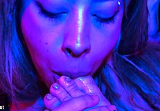 paola loves gagging on her toes barefoot in heels spitting deepthroat latina feet fetish sucking