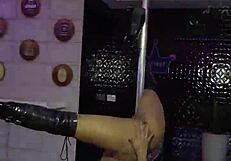 sensual pole dance in liberal bar with narrow ass