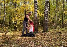 i was spanked rough then fucked hard in autumn forest outdoors