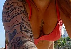 flashing my curves on the beach while filming to tease all the hungry guys