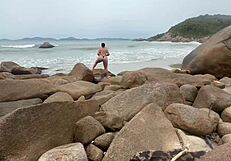 see that big ass african wife shaking her thong outdoors on the beach