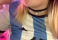 Argentinian Blonde Fingers Herself to Explosive Squirt
