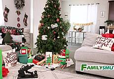 Family Christmas Tree Turns into Taboo Three-Way Milf Teen Fuck