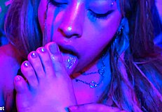 paola loves gagging on her toes barefoot in heels spitting deepthroat latina feet fetish sucking