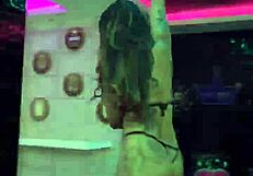sensual pole dance in liberal bar with narrow ass