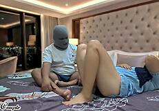 asian chubby milf rides cock after panty sniffing humiliation