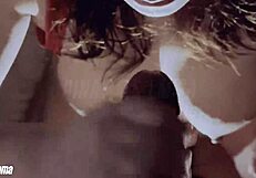 Damn! Beautiful cheating wife sucks friend's cock and swallows every drop!