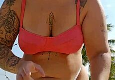 flashing my curves on the beach while filming to tease all the hungry guys