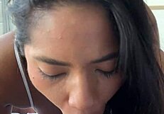 Watch me devour his big black cock with deepthroat ball licking before I bounce out - amateur couple Nysdel!