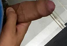 cuckold jerks off super hot in bathroom closeup!