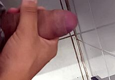 cuckold jerks off super hot in bathroom closeup!